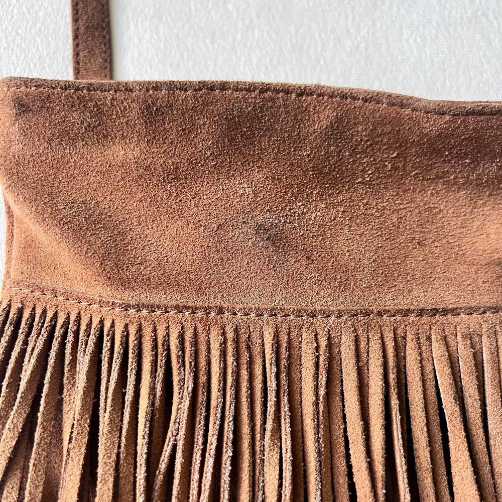 Brown Genuine Leather Suede Margot Fringe Crossbody Boho Hippie Ren Faire Y2K - Picture 2 of 8